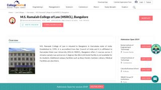 
                            6. M.S. Ramaiah College of Law (MSRCL), Bangalore - 2019 Admission ...