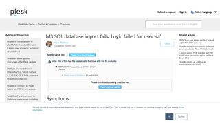 
                            9. MS SQL database import fails: Login failed for user 'sa' – Plesk Help ...