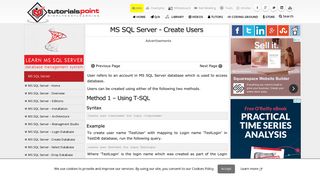
                            13. MS SQL Server Create Users - Tutorialspoint