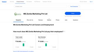 
                            8. MS Zontia Marketing Pvt Ltd Careers and Employment | Indeed.co.in