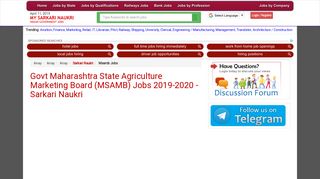 
                            4. MSAMB Recruitment 2019-2020 msamb.com Jobs - Sarkari Naukri
