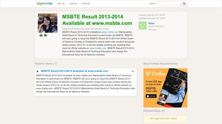 
                            11. MSBTE Result 2013-2014 Available at www.msbte.com - Bag The ...