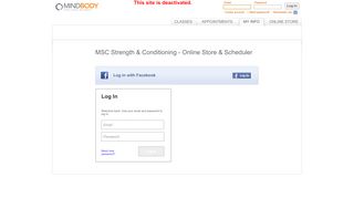 
                            10. MSC Strength & Conditioning Online - MINDBODY: Login