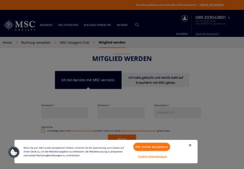 
                            4. MSC Voyagers Club - Anmeldeformular - MSC Kreuzfahrten