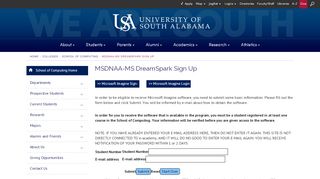 
                            8. MSDNAA-MS DreamSpark Sign Up - University of South Alabama