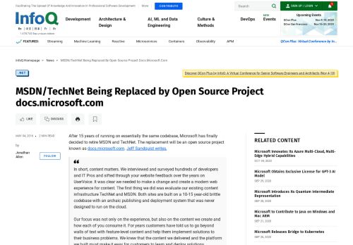
                            13. MSDN/TechNet Being Replaced by Open Source Project docs ... - InfoQ