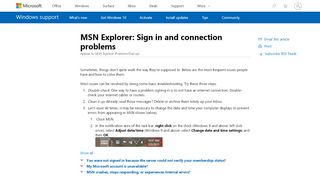 
                            8. MSN Explorer: Sign in and connection problems - Microsoft Support