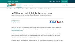 
                            10. MSN Latino to Highlight Levelup.com - PR Newswire