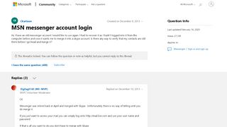 
                            6. MSN messenger account login - Microsoft Community