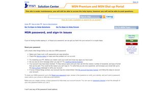 
                            3. MSN password, and sign-in issues - MSN Solution Center
