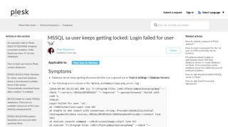 
                            13. MSSQL sa user keeps getting locked: Login failed for user 'sa' – Plesk ...
