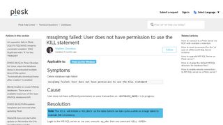 
                            12. mssqlmng failed: User does not have permission to use the KILL ...