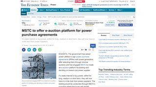 
                            13. MSTC to offer e-auction platform for power purchase agreements ...