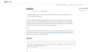 
                            3. mstsc | Microsoft Docs