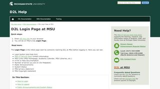 
                            2. MSU D2L Help | D2L Login Page at MSU - Michigan State University