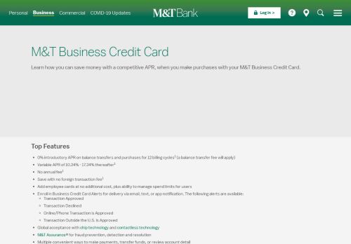 
                            9. M&T Business Credit Card - Business | M&T Bank - mtb MTB