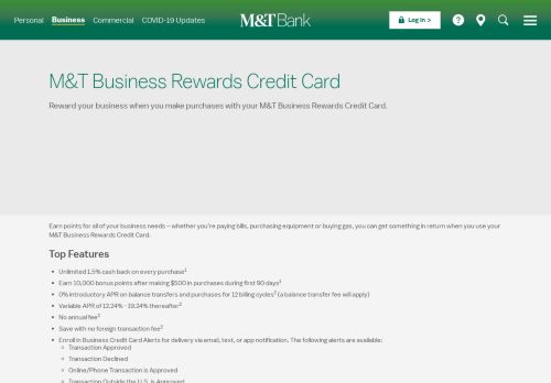 
                            10. M&T Business Rewards Credit Card - Business | M&T Bank - mtb MTB