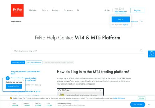 
                            2. MT4 & MT5 PLATFORM | How do I log in to the MT4 trading ... - FxPro
