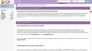 
                            4. MTIB CORE SYSTEM (MCS) - Homepage