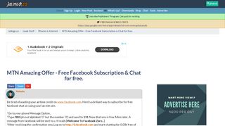 
                            5. MTN Amazing Offer - Free Facebook Subscription & Chat for free.