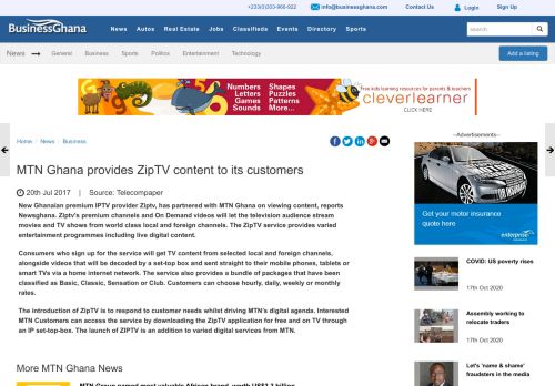 
                            11. MTN Ghana provides ZipTV content to its customers - BusinessGhana