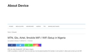 
                            7. MTN, Glo, Airtel, 9mobile MiFi / WiFi Setup in Nigeria • About Device