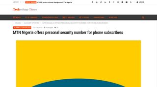 
                            13. MTN Nigeria offers personal security number for phone subscribers ...