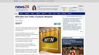 
                            8. MTN offers free Twitter, Facebook, Wikipedia | News24