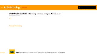 
                            11. MTN WEB SELF SERVICE: carry out sim swap and even more ...