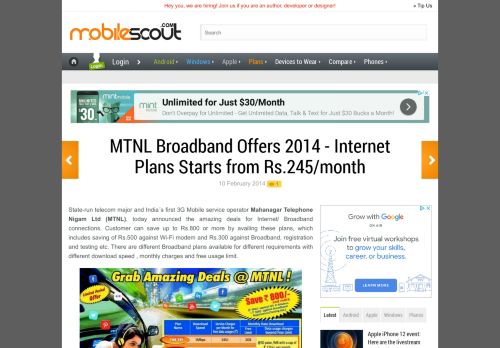 
                            12. MTNL Broadband Offers 2014 - Internet Plans Starts from Rs.245 ...