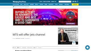 
                            12. MTS will offer Jets channel - Winnipeg Free Press