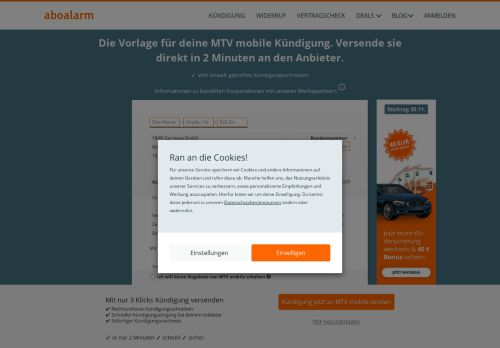 
                            9. MTV mobile online kündigen | Kündigungsgarantie - Aboalarm