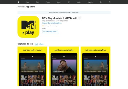 
                            4. MTV Play -Assista à MTV Brasil na App Store - iTunes - Apple