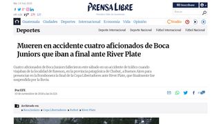 
                            12. Mueren en accidente cuatro aficionados de Boca Juniors que iban a ...