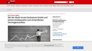 
                            6. Multi Invest GmbH | Investieren in Gold - FOCUS.de