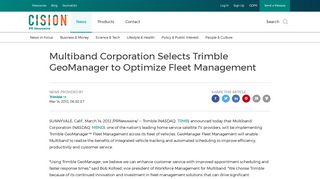 
                            9. Multiband Corporation Selects Trimble GeoManager to Optimize Fleet ...