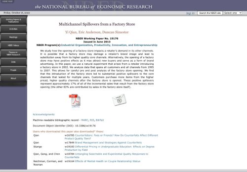
                            5. Multichannel Spillovers from a Factory Store - NBER