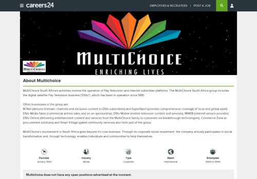 
                            9. Multichoice Jobs and Vacancies - Careers24