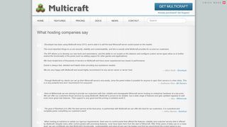 
                            11. Multicraft - The Minecraft Hosting Solution - Testimonials