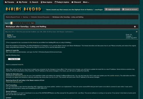 
                            12. Multiplayer after GameSpy - Lobby and NatNeg - Realms Beyond Forum