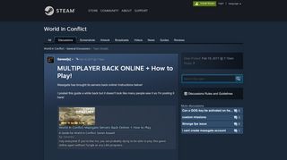 
                            2. MULTIPLAYER BACK ONLINE + How to Play! :: World in Conflict ...