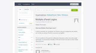 
                            3. Multiple cPanel Logins - Powered by Kayako Help ... - Arvixe support