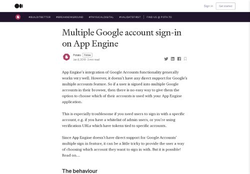 
                            4. Multiple Google account sign-in on App Engine – @potato – Medium