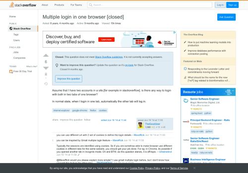 
                            13. Multiple login in one browser - Stack Overflow