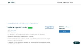 
                            12. Multiple login locations – Zendesk Chat