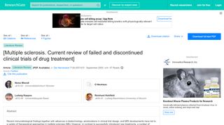 
                            13. [Multiple sclerosis. Current review of failed and discontinued clinical ...