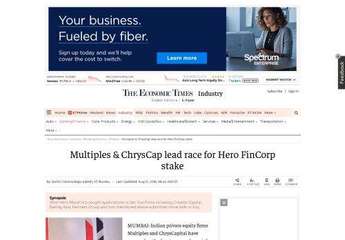 
                            10. Multiples & ChrysCap lead race for Hero FinCorp stake - The ...