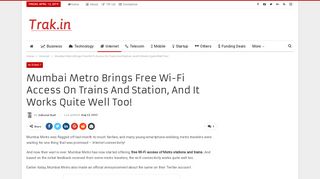 
                            2. Mumbai Metro Brings Free Wi-Fi Access On Trains And Station