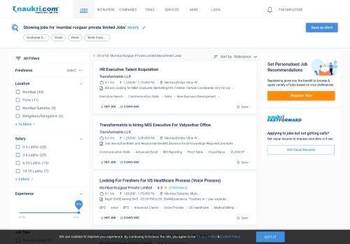 
                            4. Mumbai Rozgaar Careers - Jobs in Mumbai Rozgaar - Naukri.com