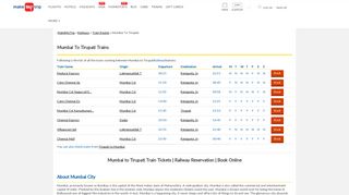 
                            8. Mumbai to Tirupati Train Tickets, Book Trains, Check Online ...